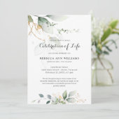 緑のフローラ金ゴールド自然お祝い 招待状 (スタンド正面)