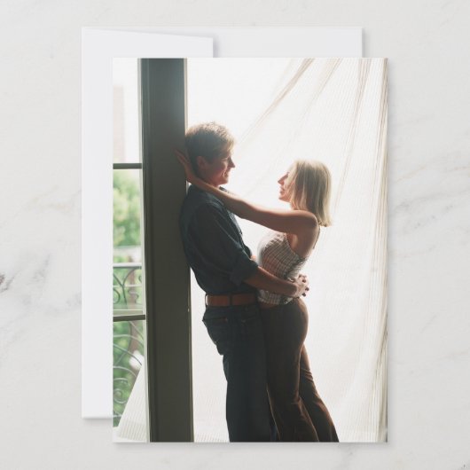 緑のフローラ雪の結晶フォトウィンターウェディング 招待状 (裏面)