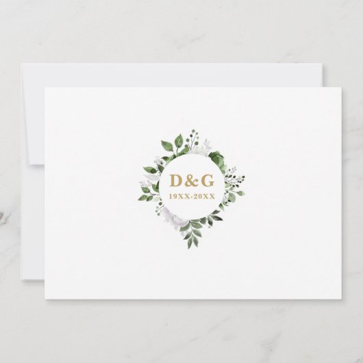 緑のフローラ50周年結婚の写真 招待状 (裏面)