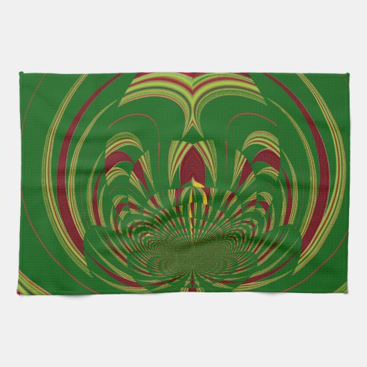 緑のフローラ キッチンタオル (横)