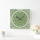 緑のフローラ スクエア壁時計 (ホーム)