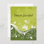 緑のフローラ-招待されました – カスタマイズ可能 インビテーションポストカード (正面/裏面)