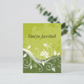 緑のフローラ-招待されました – カスタマイズ可能 インビテーションポストカード (スタンド正面)