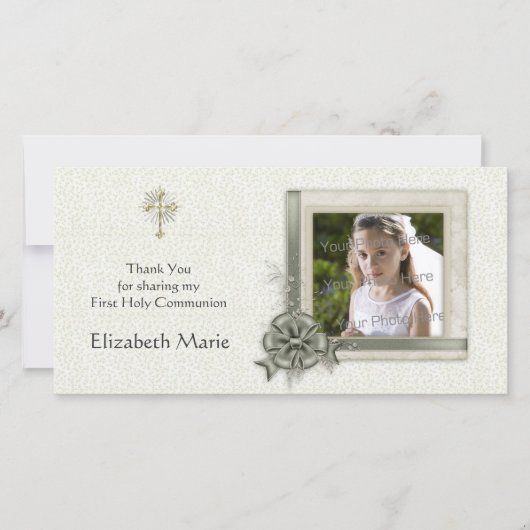 緑のフローラ、枠華美、宗教写真カード サンキューカード (正面)