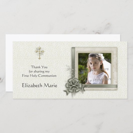 緑のフローラ、枠華美、宗教写真カード サンキューカード (正面/裏面)