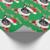 緑のブおもしろいルフランスのドッグサンタの衣装 ラッピングペーパー (角)