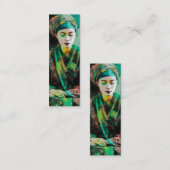 緑のブックマークの女性 スキニー名刺 (正面/裏面)