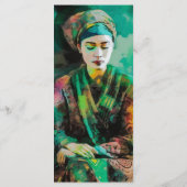 緑のブックマークの女性 メニュー (裏面)