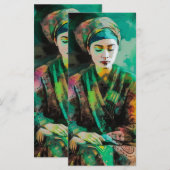 緑のブックマークの女性 メニュー (正面/裏面)