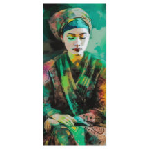 緑のブックマークの女性