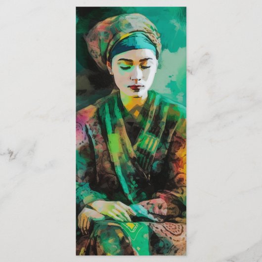 緑のブックマークの女性 メニュー (正面)