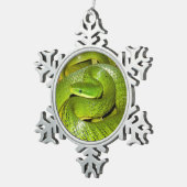 緑のブッシュのナメラ属 スノーフレークピューターオーナメント (右)