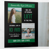 緑のブモダンロック5写真の卒業 三つ折り招待状 (内部最初)