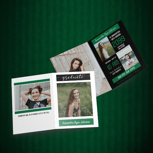 緑のブモダンロック5写真の卒業 招待状