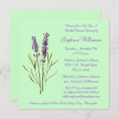 緑のブライダルシャワーのかわいらしいラベンダーのハーブの小枝 招待状 (正面/裏面)