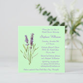 緑のブライダルシャワーのかわいらしいラベンダーのハーブの小枝 招待状 (スタンド正面)