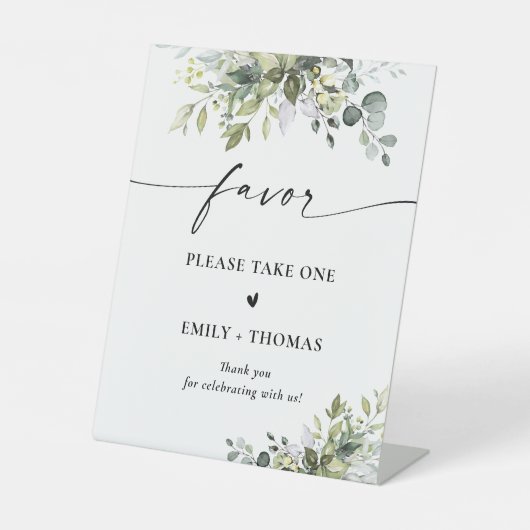 緑のブライダルシャワーの好意サイン 台座サイン (正面)