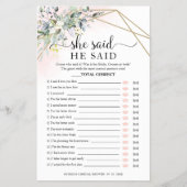 緑のブライダルシャワーの彼は彼女はゲームフライヤーと言った チラシ (正面)