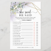 緑のブライダルシャワーの彼は彼女はゲームフライヤーと言った チラシ (正面)