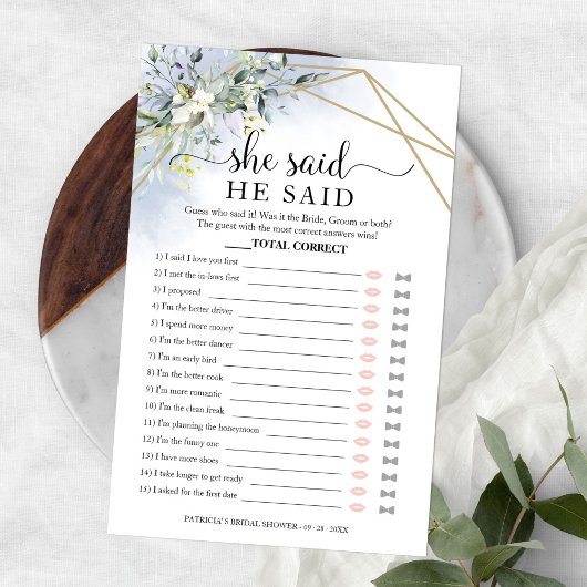 緑のブライダルシャワーの彼は彼女はゲームフライヤーと言った チラシ