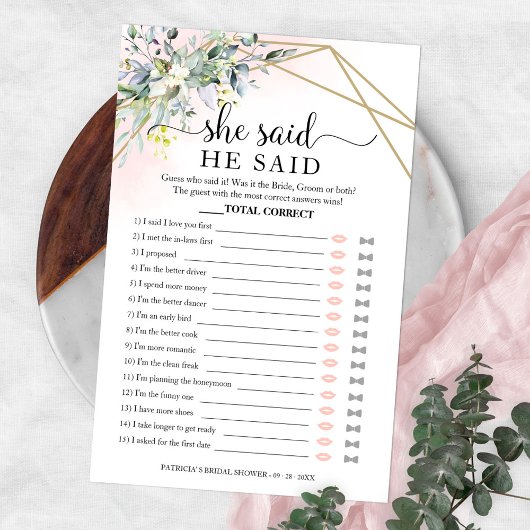 緑のブライダルシャワーの彼は彼女はゲームフライヤーと言った チラシ