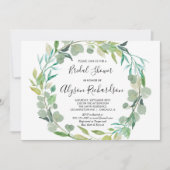 緑のブライダルシャワーの招待緑の水彩 招待状 (正面)