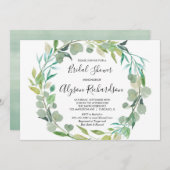 緑のブライダルシャワーの招待緑の水彩 招待状 (正面/裏面)