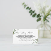緑のブライダルシャワーウィッシングウェルインサート エンクロージャーカード (スタンド正面)