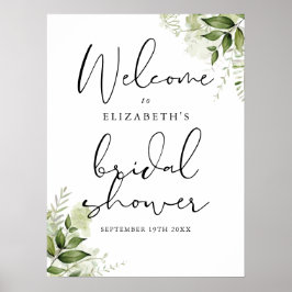 緑のブライダルシャワーウェルカムサイン ポスター