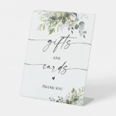 緑のブライダルシャワーギフトとカードサイン 台座サイン (正面)