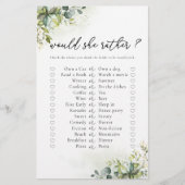 緑のブライダルシャワーゲーム (正面)