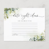 緑のブライダルシャワーデイトナイトアイディアカード (正面)