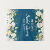 緑のブライダルシャワーフォトブース海軍金ゴールドプロップ タペストリー (正面(横))