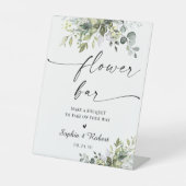 緑のブライダルシャワーフラワーバー標識 台座サイン (正面)