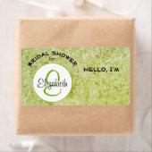 緑のブライダルシャワーモノグラム紙ラベル名タグ ラベル (インサイチュ)