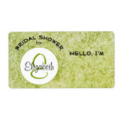 緑のブライダルシャワーモノグラム紙ラベル名タグ ラベル (正面)