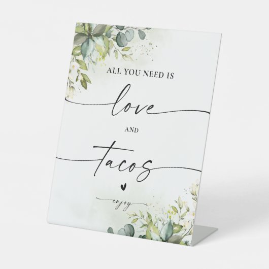 緑のブライダルシャワーラブアンドタコスのサイン 台座サイン (正面)