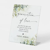 緑のブライダルシャワーラブサインの生成 台座サイン (正面)