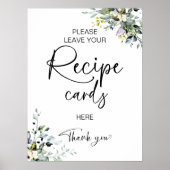 緑のブライダルシャワーレシピカードサイン ポスター (正面)