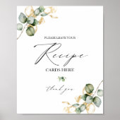緑のブライダルシャワーレシピカードサイン ポスター (正面)