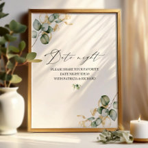 緑のブライダルシャワーレシピカードサイン