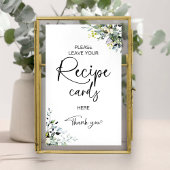 緑のブライダルシャワーレシピカードサイン ポスター