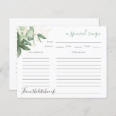 緑のブライダルシャワーレシピカード (正面/裏面)