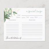 緑のブライダルシャワーレシピカード (正面)