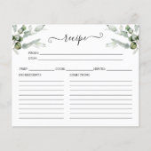 緑のブライダルシャワーレシピカード (正面)