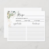 緑のブライダルシャワーレシピカード (正面/裏面)