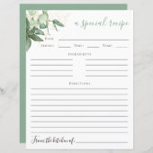 緑のブライダルシャワーレシピカード (正面/裏面)