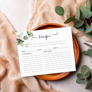 緑のブライダルシャワーレシピカード