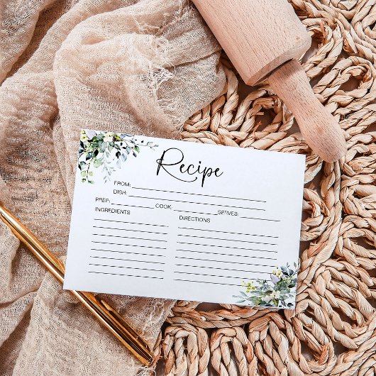 緑のブライダルシャワーレシピカード 招待状