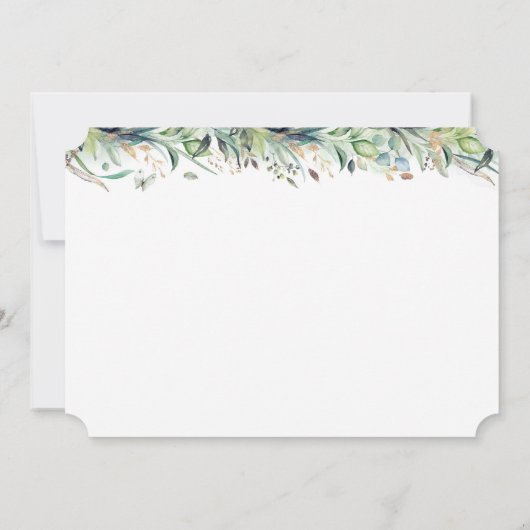 緑のブライダルシャワー金ゴールド書招待状 招待状 (裏面)